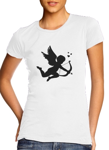  Cupidon Love Heart para T-shirt branco das mulheres