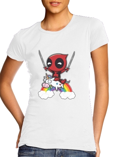  Deadpool Unicorn para T-shirt branco das mulheres