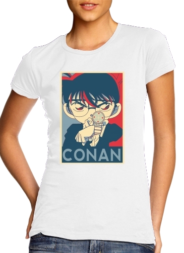  Detective Conan Propaganda para T-shirt branco das mulheres