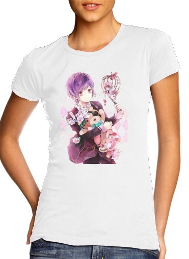 purple- diabolik lovers kanato fanart para T-shirt branco das mulheres