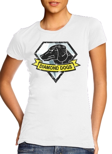  Diamond Dogs Solid Snake para T-shirt branco das mulheres