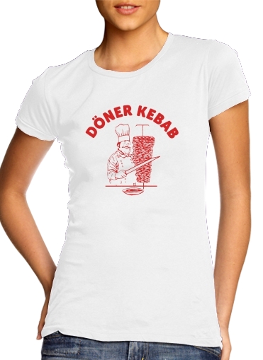  doner kebab para T-shirt branco das mulheres