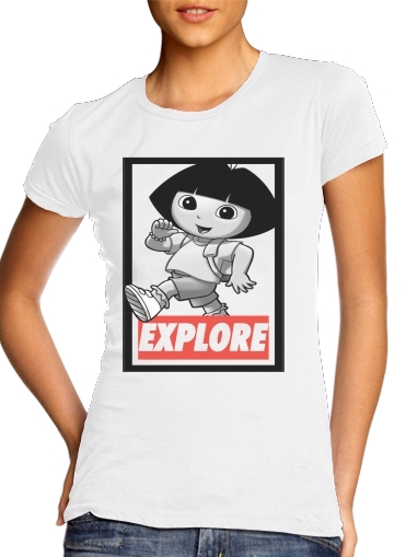  Dora Explore para T-shirt branco das mulheres