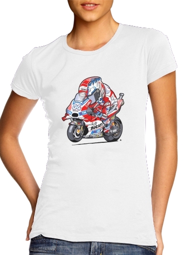  dovizioso moto gp para T-shirt branco das mulheres