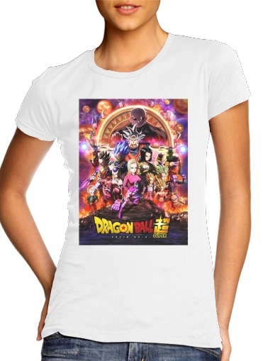  Dragon Ball X Avengers para T-shirt branco das mulheres