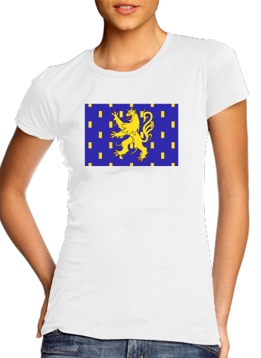  Drapeau de la FrancheComte para T-shirt branco das mulheres