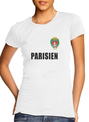  Drapeau Paris para T-shirt branco das mulheres
