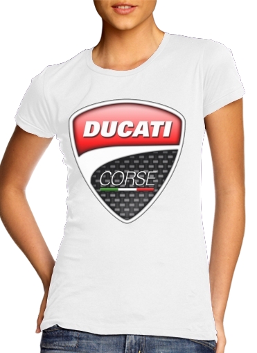  Ducati para T-shirt branco das mulheres