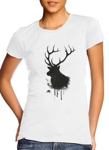  Elk para T-shirt branco das mulheres