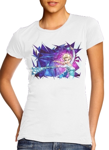  Elsa Frozen para T-shirt branco das mulheres