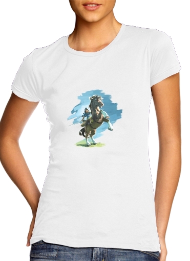  Epona Horse with Link para T-shirt branco das mulheres