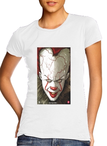  Evil Clown  para T-shirt branco das mulheres