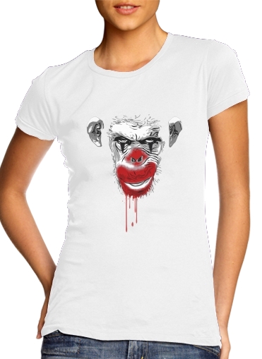  Evil Monkey Clown para T-shirt branco das mulheres