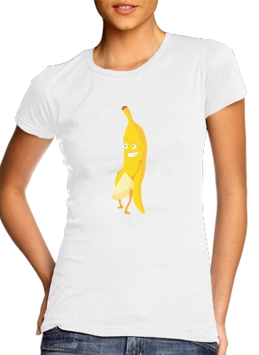  Exhibitionist Banana para T-shirt branco das mulheres