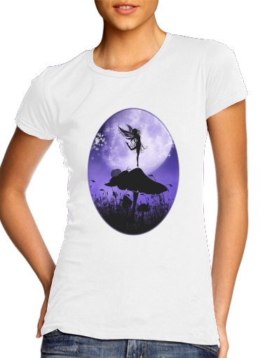  Fairy Silhouette 2 para T-shirt branco das mulheres