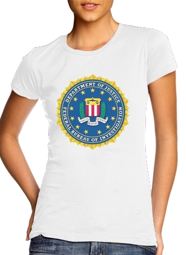  FBI Federal Bureau Of Investigation para T-shirt branco das mulheres