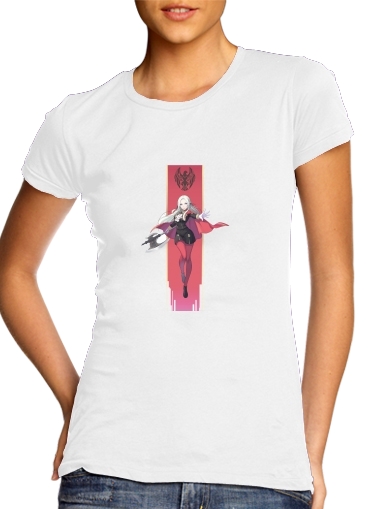  Fire Emblem Three Housses Edelgard Black Eagles para T-shirt branco das mulheres