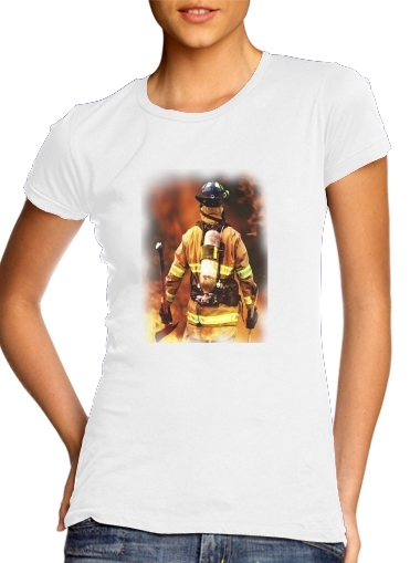  Firefighter para T-shirt branco das mulheres