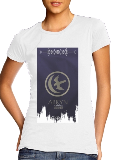  Flag House Arryn para T-shirt branco das mulheres