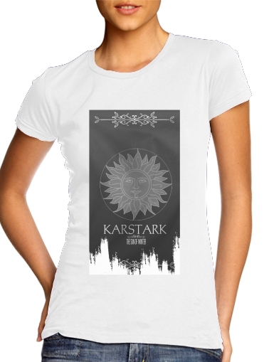  Flag House Karstark para T-shirt branco das mulheres