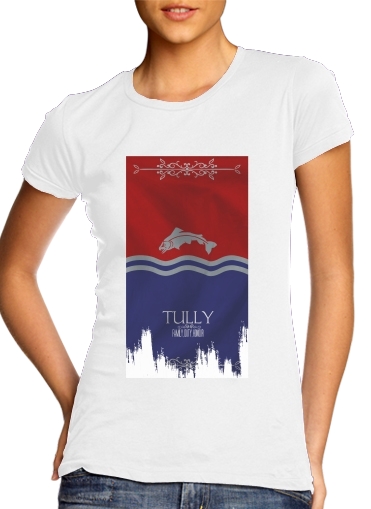  Flag House Tully para T-shirt branco das mulheres