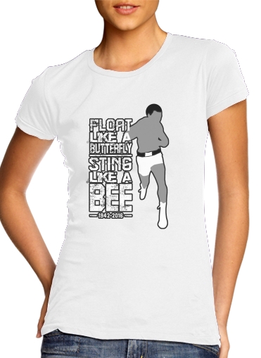  Float like a butterfly Sting like a bee para T-shirt branco das mulheres