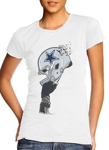  Football Helmets Dallas para T-shirt branco das mulheres