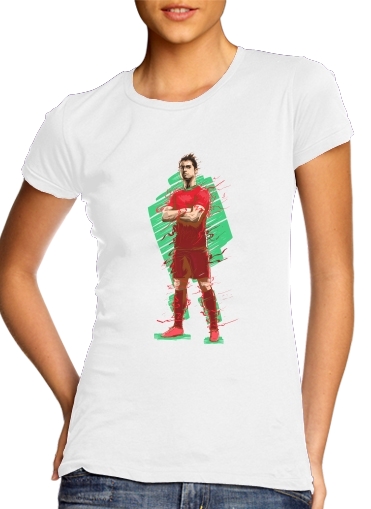  Football Legends: Cristiano Ronaldo - Portugal para T-shirt branco das mulheres
