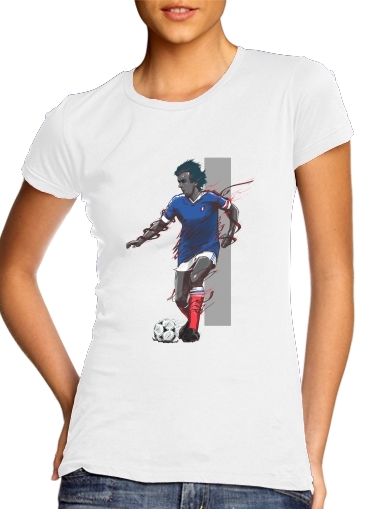  Football Legends: Michel Platini - France para T-shirt branco das mulheres