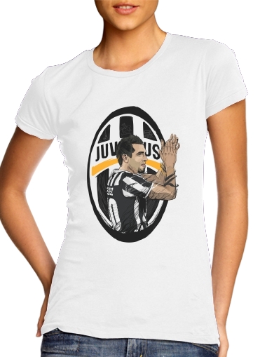  Football Stars: Carlos Tevez - Juventus para T-shirt branco das mulheres