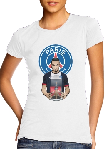  Football Stars: Zlataneur Paris para T-shirt branco das mulheres