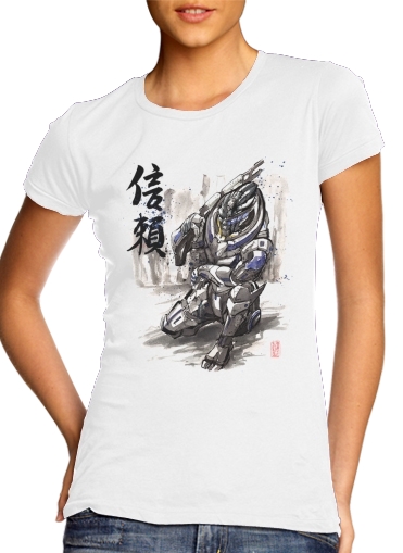  Garrus Vakarian Mass Effect Art para T-shirt branco das mulheres