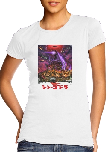  Godzilla War Machine para T-shirt branco das mulheres