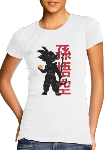  Goku silouette para T-shirt branco das mulheres