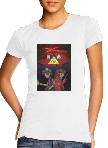  Gravity Falls Monster bill cipher Wheel para T-shirt branco das mulheres