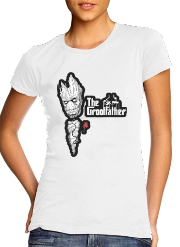 purple- GrootFather is Groot x GodFather para T-shirt branco das mulheres