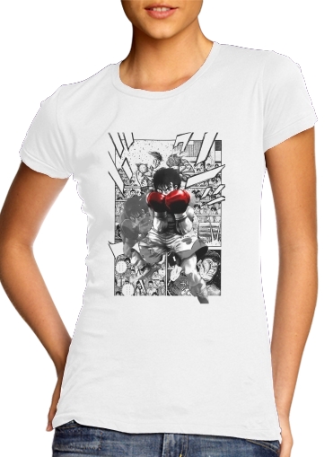  Hajime No Ippo Defense para T-shirt branco das mulheres