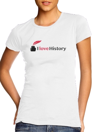  I love History para T-shirt branco das mulheres