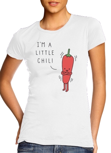  Im a little chili para T-shirt branco das mulheres