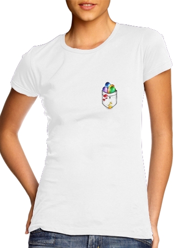  Infinity Gem Mind para T-shirt branco das mulheres