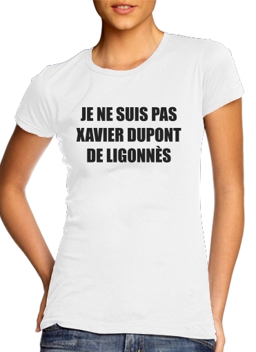  Je ne suis pas Xavier Dupont De Ligonnes Criminel para T-shirt branco das mulheres