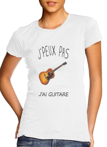 purple- Je peux pas jai guitare para T-shirt branco das mulheres