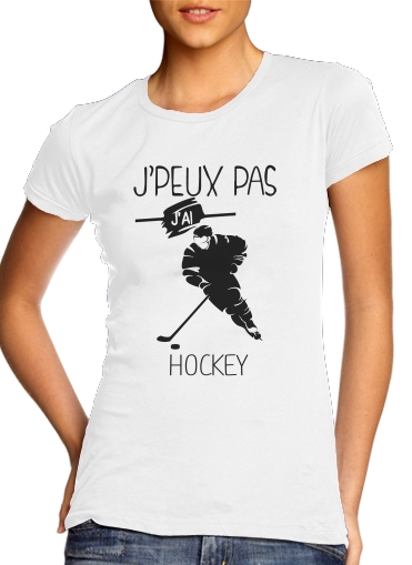  Je peux pas jai hockey sur glace para T-shirt branco das mulheres