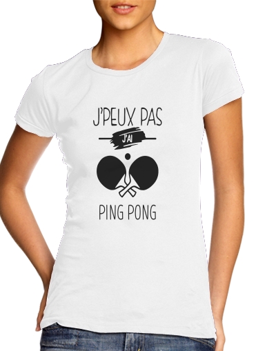 purple- Je peux pas jai ping pong para T-shirt branco das mulheres