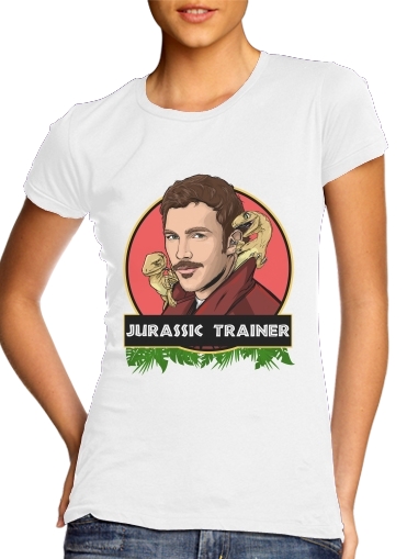  Jurassic Trainer para T-shirt branco das mulheres