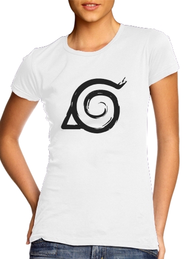  Konoha Symbol Grunge art para T-shirt branco das mulheres
