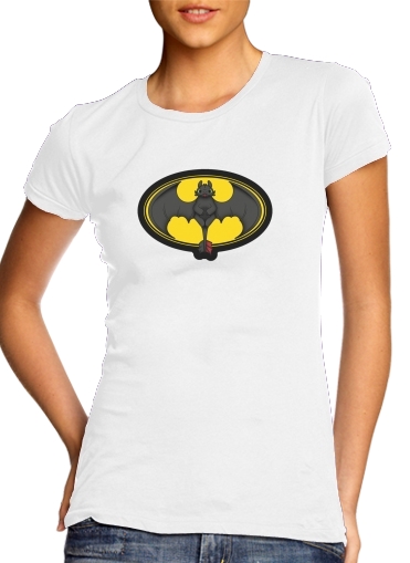  Krokmou x Batman para T-shirt branco das mulheres