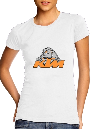  KTM Racing Orange And Black para T-shirt branco das mulheres