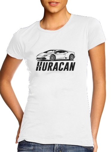  Lamborghini Huracan para T-shirt branco das mulheres