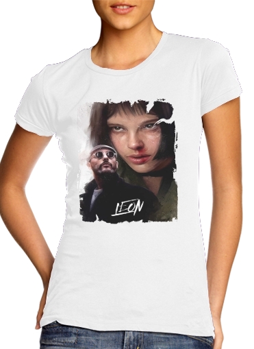 Leon The Professionnal para T-shirt branco das mulheres